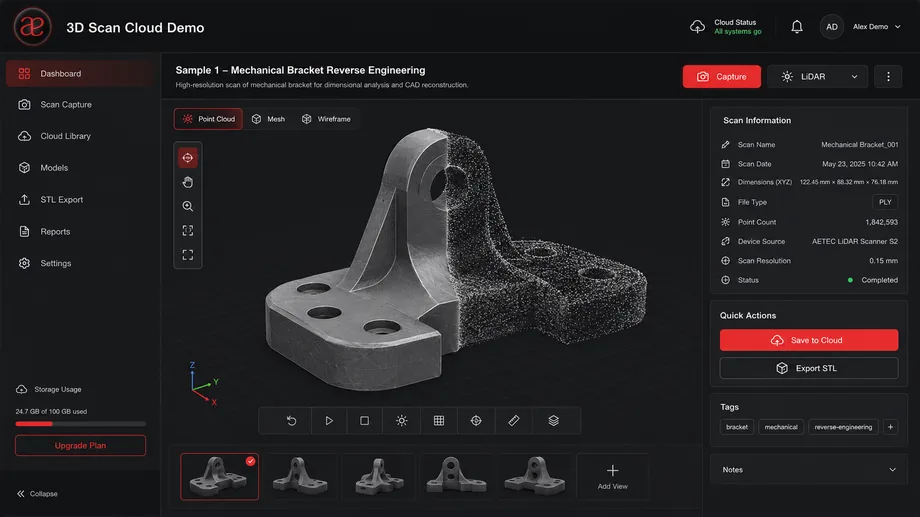 3D scan cloud interface preview